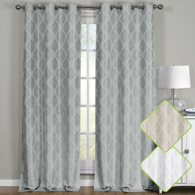 Paisley Thermal Blackout Curtain Panels Grommet Top Window Jacquard Curtain  Pair Throughout Antique Silver Grommet Top Thermal Insulated Blackout Curtain Panel Pairs (View 2 of 40)