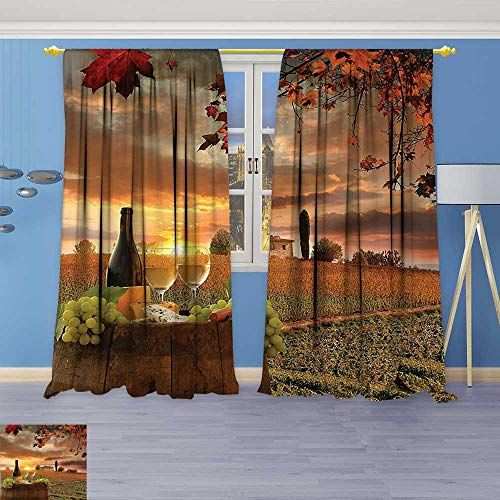Philiphome Embossed Thermal Weaved Grommet Blackout Curtains Collection  White Wine With Barrel On Vineyard At Sunset In Chianti Tuscany Italy  Blocks With Regard To Tuscan Thermal Backed Blackout Curtain Panel Pairs (View 25 of 46)