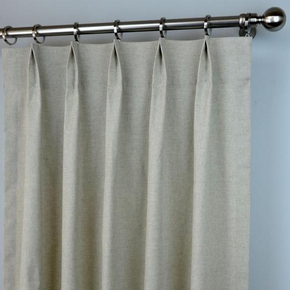 Plain Natural Oatmeal Linen Solid Curtains – Pinch Pleat – 84 96 108 120  Long – Optional Blackout Or Cotton Lining Pertaining To Solid Cotton Pleated Curtains (Photo 21 of 50)