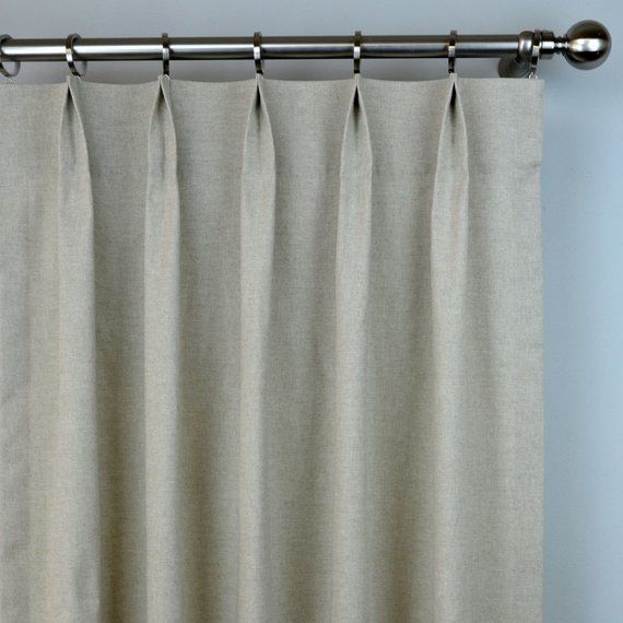 Plain Natural Oatmeal Linen Solid Curtains – Pinch Pleat Pertaining To Solid Cotton Pleated Curtains (Photo 2 of 50)
