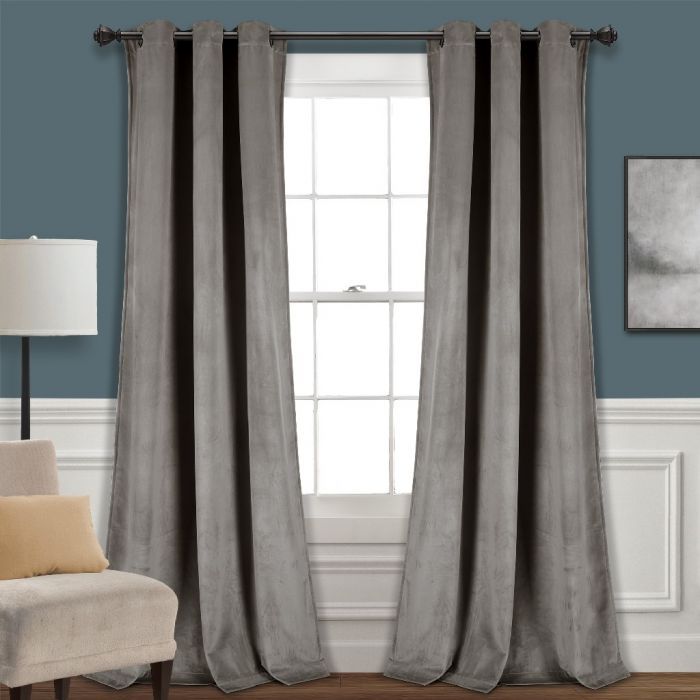 Prima Velvet Solid Room Darkening Window Curtain Panels Gray 38x108 Set –  Half Moon 16t004334 Inside Velvet Solid Room Darkening Window Curtain Panel Sets (Photo 1 of 47)