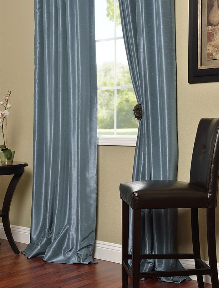 Provencial Blue Vintage Textured Faux Dupioni Silk Curtains Regarding Vintage Textured Faux Dupioni Silk Curtain Panels (View 9 of 50)