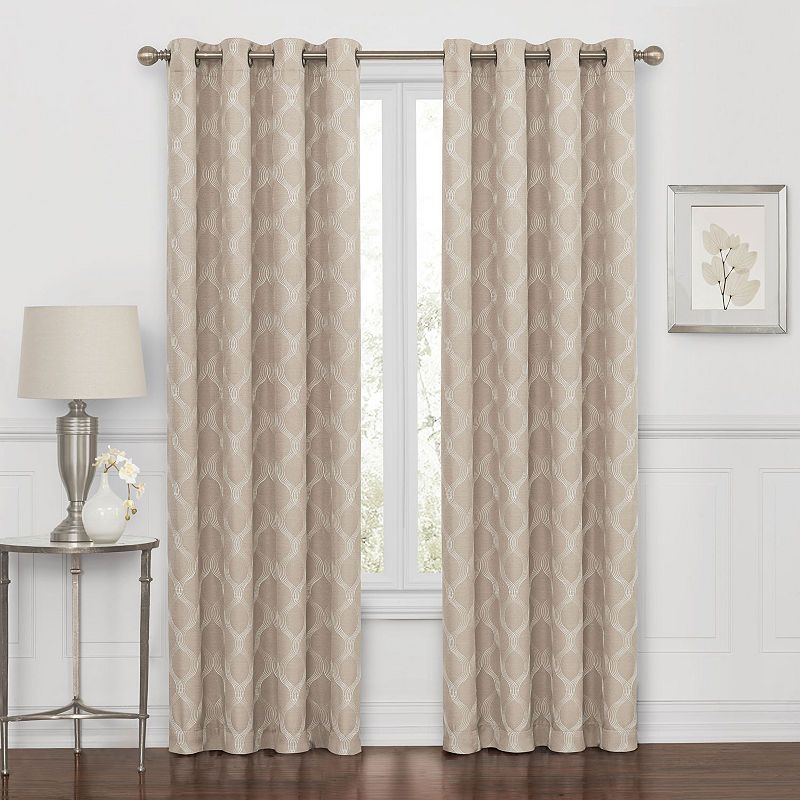 Regal Home Collections Embroidered Geometric 100% Blackout In Davis Patio Grommet Top Single Curtain Panels (View 2 of 39)