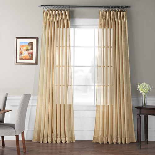 Rose Street Soft Tan 84 X 100 In. Extra Wide Signature Sheer Curtain Single  Panel For Signature White Double Layer Sheer Curtain Panels (Photo 25 of 50)