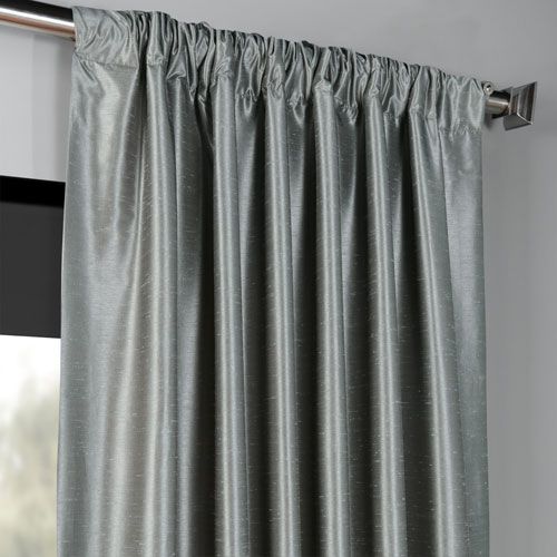 Rose Street Storm Grey 120 X 50 In. Blackout Vintage Textured Faux Dupioni  Silk Curtain Single Panel With Regard To Silver Vintage Faux Textured Silk Curtain Panels (Photo 15 of 50)
