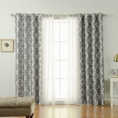 Rose Street Tulle And Faux Silk Gray 84 X 52 In. Moroccan Blackout Mix And  Match Four Piece Set Within Edward Moroccan Pattern Room Darkening Curtain Panel Pairs (Photo 43 of 50)