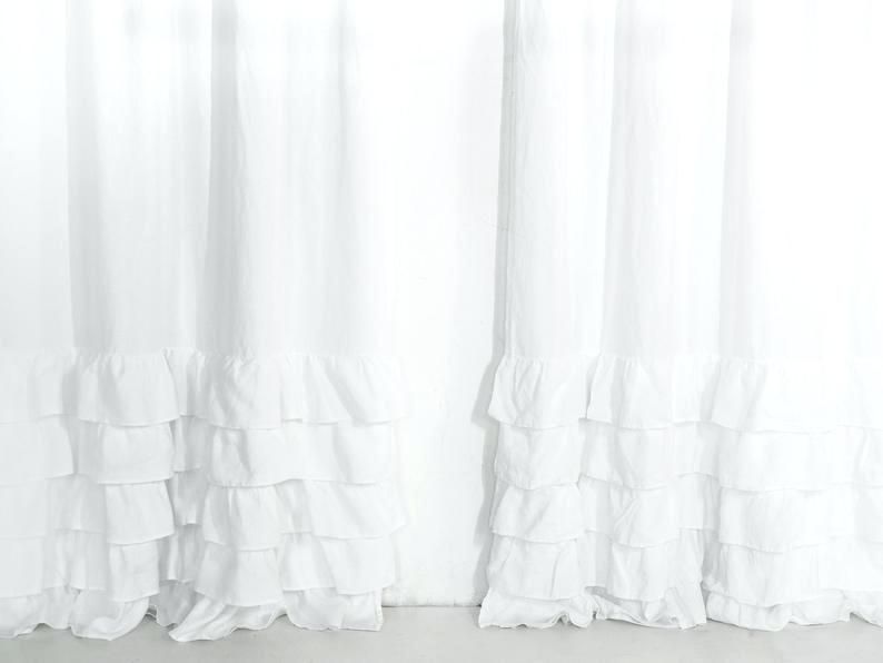 Ruffled Curtain Panels White Curtains Shabby Chic Tiered Inside Sheer Voile Waterfall Ruffled Tier Single Curtain Panels (Photo 33 of 50)