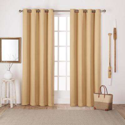 Sateen 52 In. W X 84 In. L Woven Blackout Grommet Top Curtain Panel In  Sundress Yellow (2 Panels) Within Solid Grommet Top Curtain Panel Pairs (Photo 22 of 35)