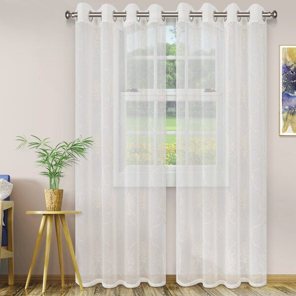 Scroll Curtains | Wayfair Inside Elegant Comfort Window Sheer Curtain Panel Pairs (Photo 18 of 50)
