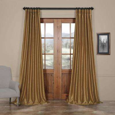 Semi Opaque Flax Gold Vintage Textured Faux Dupioni Silk Curtain – 50 In. W  X 96 In (View 22 of 50)
