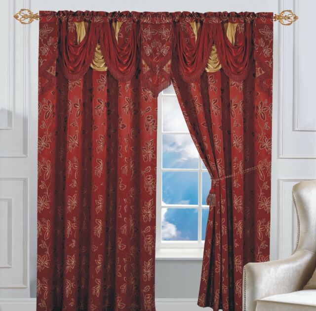 Set Of 2 Elegant Comfort Penelopie Jacquard Look Curtain Panel, Burgundy For Elegant Comfort Luxury Penelopie Jacquard Window Curtain Panel Pairs (View 7 of 50)