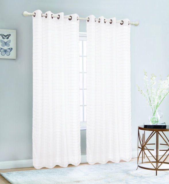 Set Of 2 Panels Sheer Voile Grommet Top Window Curtain Panel Drape Ff1007 2 Within Emily Sheer Voile Grommet Curtain Panels (View 31 of 37)
