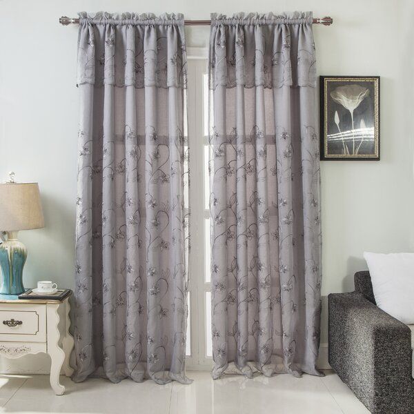 Sheers With Attached Valance | Wayfair Intended For Tulle Sheer With Attached Valance And Blackout 4 Piece Curtain Panel Pairs (View 7 of 50)