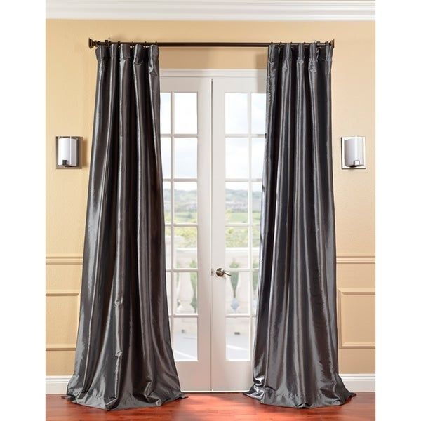 Shop Exclusive Fabrics Solid Faux Silk Taffeta Graphite With Solid Faux Silk Taffeta Graphite Single Curtain Panels (Photo 2 of 50)