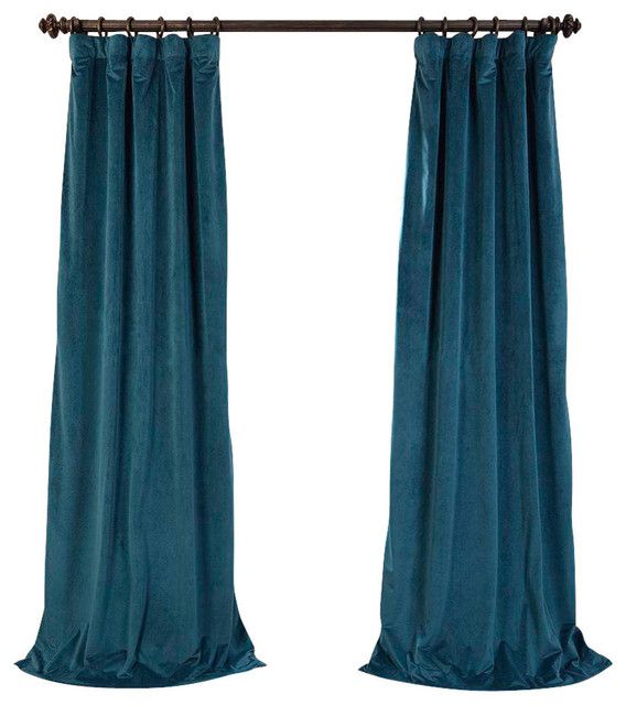Signature Everglade Teal Blackout Velvet Curtain Single Panel, 50"x120" Intended For Signature Blackout Velvet Curtains (View 22 of 50)