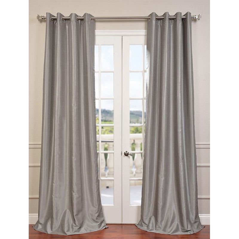 Silver Grommet Blackout Vintage Textured Faux Dupioni Silk Curtain –  Curtain Drapery In Off White Vintage Faux Textured Silk Curtains (View 25 of 50)