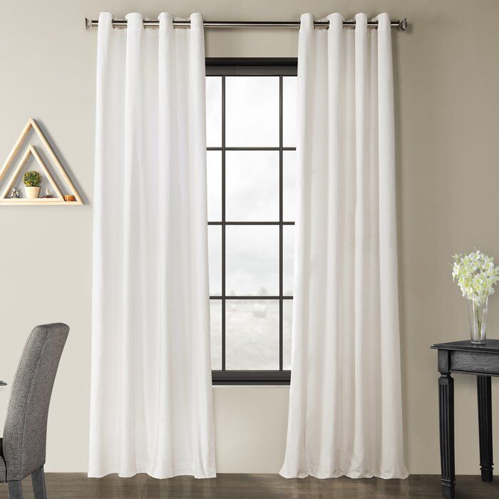 Solid Country Cotton Linen Solid Color Room Darkening Grommet Single  Curtain Panel Inside Solid Cotton Curtain Panels (Photo 1 of 47)