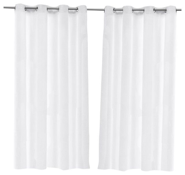 Tao Indoor/outdoor Sheer Linen Top Window Curtain Panel Pair, 54x96, White In Forest Hill Woven Blackout Grommet Top Curtain Panel Pairs (View 25 of 45)