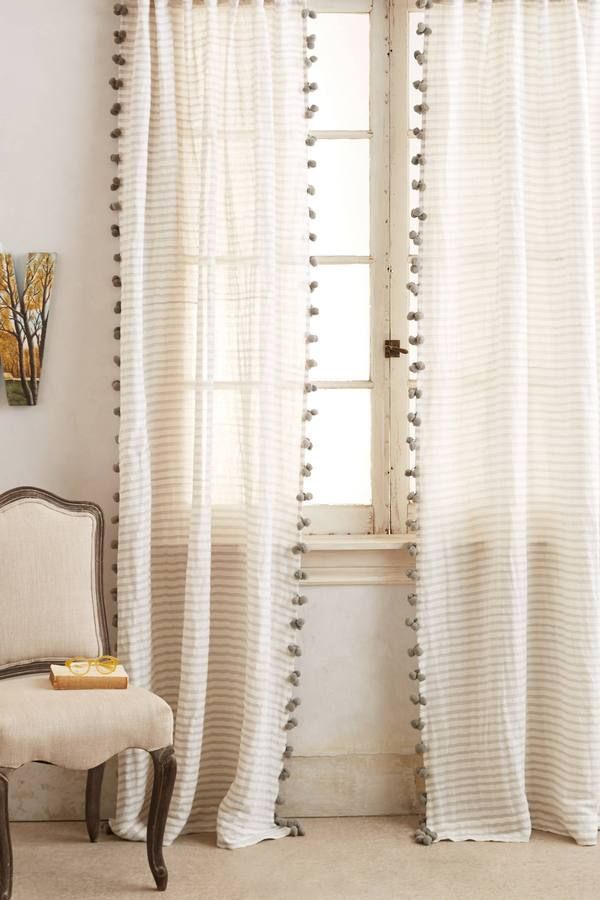 Tassel Curtains 96 | Flisol Home With Tassels Applique Sheer Rod Pocket Top Curtain Panel Pairs (Photo 30 of 45)