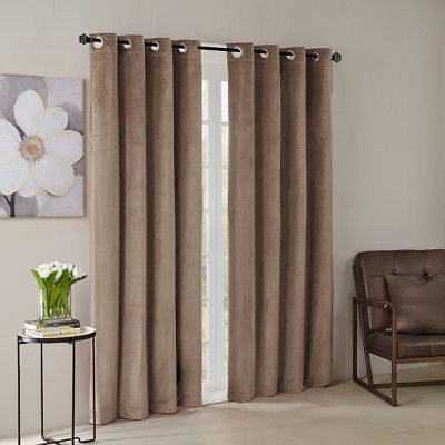 Taupe Luxury Velvet Curtains Panels Set Room Darkening Lined Grommet Drapes  | Ebay Pertaining To Velvet Solid Room Darkening Window Curtain Panel Sets (View 23 of 47)