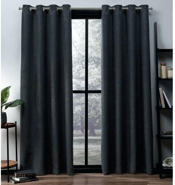 Textured Curtain Panels Tweed Textured Linen Blackout Pertaining To Thermal Woven Blackout Grommet Top Curtain Panel Pairs (Photo 15 of 43)