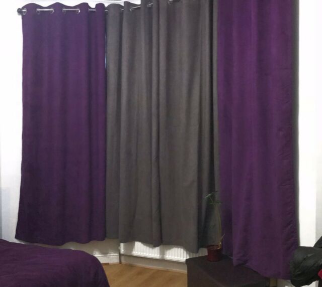 Thermal Blackout Curtains, Black & Purple (4 Set), Rails And Rods | In  Camden, London | Gumtree Throughout London Blackout Panel Pair (Photo 28 of 41)