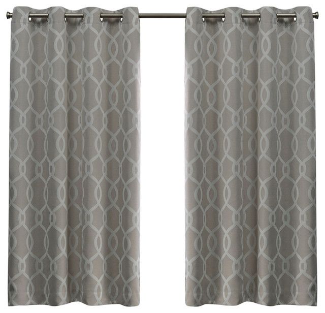 Trilogi Geometric Woven Blackout Grommet Top Curtain Panel Pair, Linen,  52x63 Intended For Woven Blackout Grommet Top Curtain Panel Pairs (View 7 of 23)