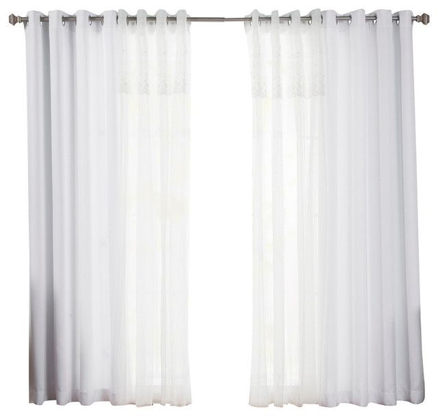 Tulle Sheer Curtains With Attached Valance, Pair, Nordic White, 84" Within Tulle Sheer With Attached Valance And Blackout 4 Piece Curtain Panel Pairs (View 5 of 50)