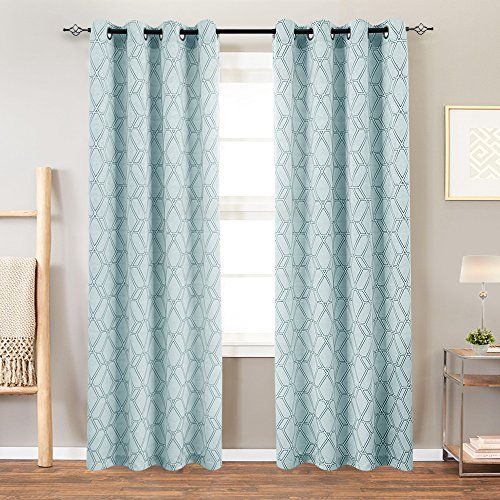 Turquoise Curtains For Living Room Curtain Panels Jacquard Contemporary  Lattice Grommet Window Treatment Set For Bedroom 2 Panels 95" Length With Regard To Grommet Curtain Panels (Photo 33 of 39)