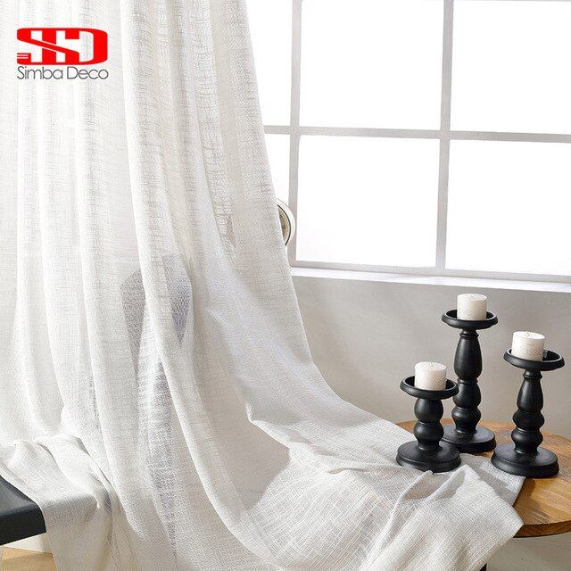 Us $8.27 42% Off|white Tulle Solid Curtains For Living Room Modern Luxury  Faux Linen Plain Voile Sheer Window Liner Kitchen Single Panel Thick In For Heavy Faux Linen Single Curtain Panels (Photo 14 of 32)