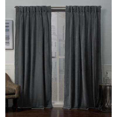 Velvet 27 In. W X 96 In. L Velvet Pinch Pleat Top Curtain Panel In Soft  Gray (2 Panels) Within Velvet Solid Room Darkening Window Curtain Panel Sets (Photo 38 of 47)
