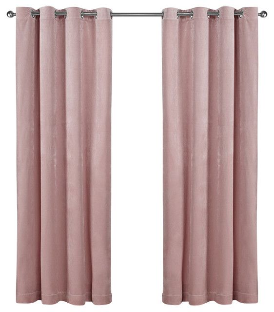 Velvet Grommet Top Curtains, Set Of 2, Blush Pink, 54"x108" With Regard To Velvet Heavyweight Grommet Top Curtain Panel Pairs (Photo 5 of 42)