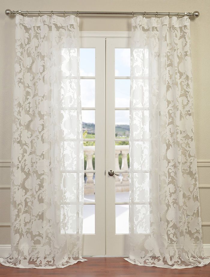 Venus White Designer Sheer Curtain | All Curtains And Drapes With Off White Vintage Faux Textured Silk Curtains (Photo 20 of 50)