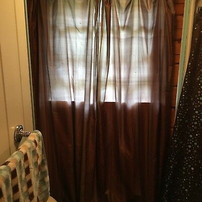 Vienna Silk Rich Back Tab Curtain Panel (1) 42" X 84", Brown Vertical  Stripes | Ebay Throughout Vertical Colorblock Panama Curtains (Photo 33 of 50)