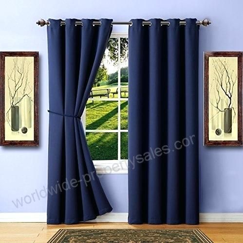 Warm Home Designs 1 Panel Of Navy Blue Blackout Curtains Pertaining To Ultimate Blackout Short Length Grommet Curtain Panels (View 37 of 50)