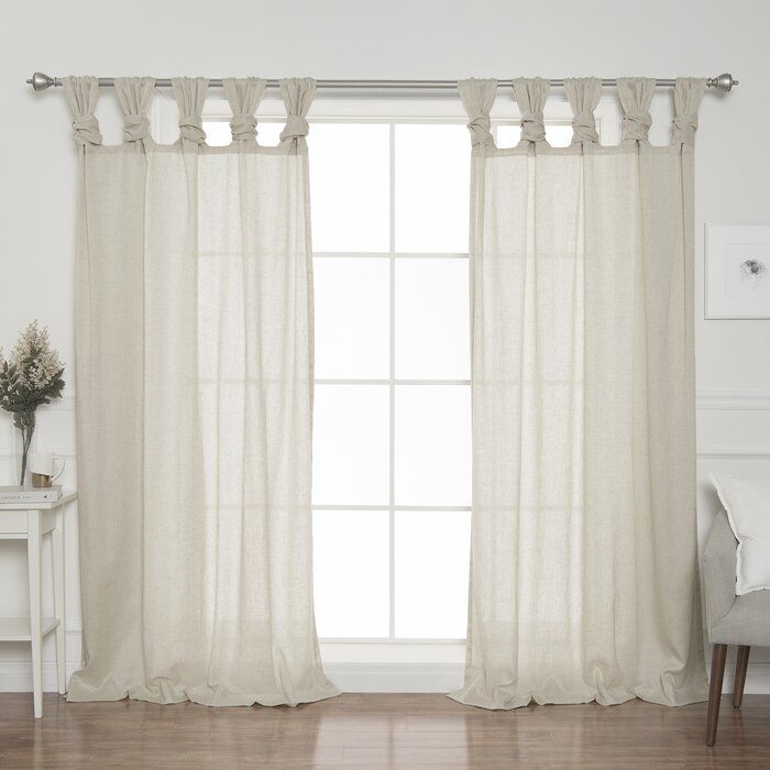 Weatherby Faux Linen Solid Semi Sheer Twist Tab Top Curtain Panels Within Twisted Tab Lined Single Curtain Panels (View 5 of 50)