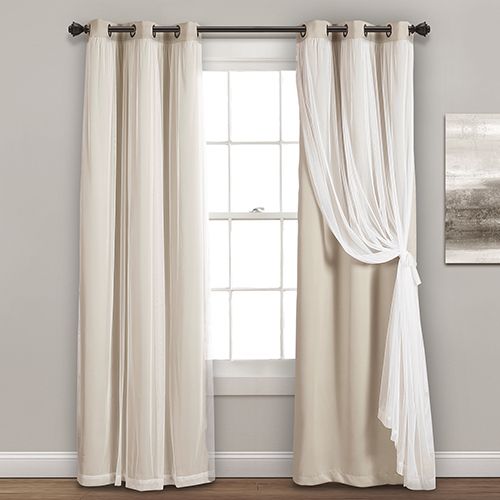 Wheat 84 X 38 In. Grommet Sheer Panels With Insulated Blackout Lining  Curtain Panel Set In Insulated Cotton Curtain Panel Pairs (Photo 35 of 50)