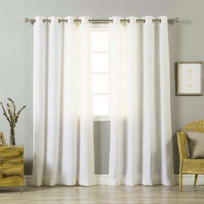 White Linen Grommet Panels – Home Ideas Throughout Archaeo Jigsaw Embroidery Linen Blend Curtain Panels (View 22 of 25)