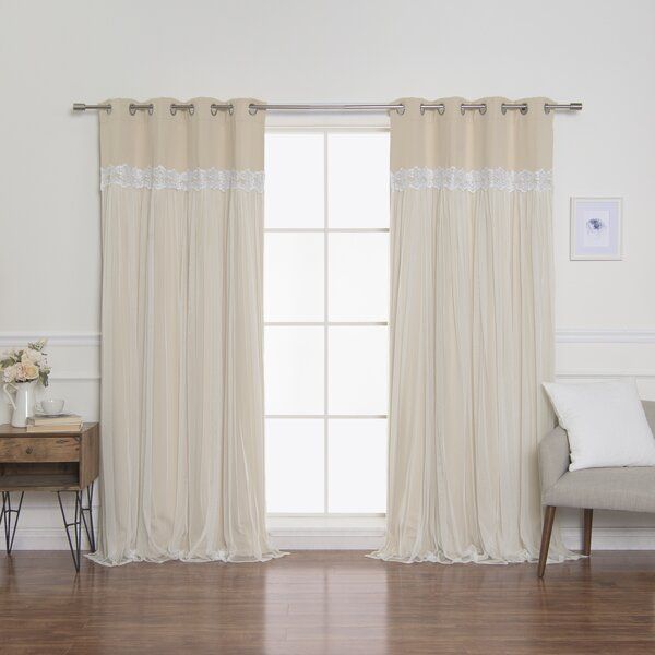 White Tulle Curtains | Wayfair.ca Intended For Tulle Sheer With Attached Valance And Blackout 4 Piece Curtain Panel Pairs (Photo 24 of 50)