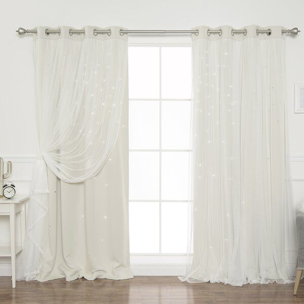 White Tulle Curtains | Wayfair For Tulle Sheer With Attached Valance And Blackout 4 Piece Curtain Panel Pairs (Photo 10 of 50)