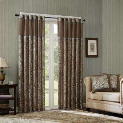 Whitman Blue/brown Room Darkening Curtain 50 In. X 84 In. (2) Jacquard  Panel Pair For Whitman Curtain Panel Pairs (Photo 9 of 50)