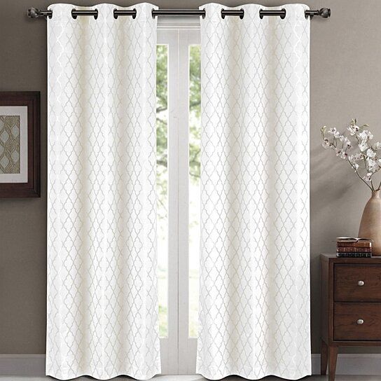 Willow Jacquard Blackout Thermal Insulated Window Curtain Panels Pair (set  Of 2) With Regard To Thermal Insulated Blackout Curtain Panel Pairs (Photo 6 of 50)