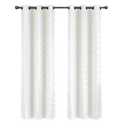 Willow Jacquard White Grommet Blackout Window Curtain Panels Regarding Thermal Insulated Blackout Curtain Panel Pairs (View 30 of 50)