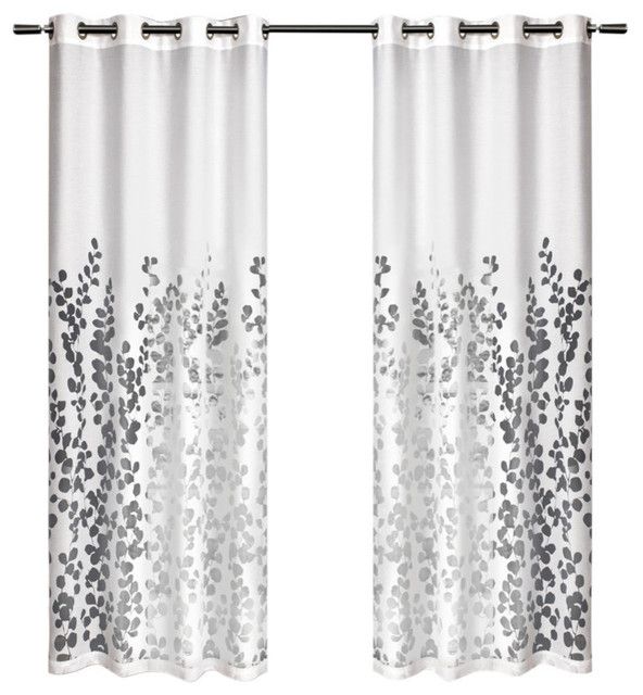 Wilshire Burnout Sheer Grommet Top Curtain Panels – 54" X 96", Sold As Set  Of 2 Throughout Tassels Applique Sheer Rod Pocket Top Curtain Panel Pairs (View 37 of 45)