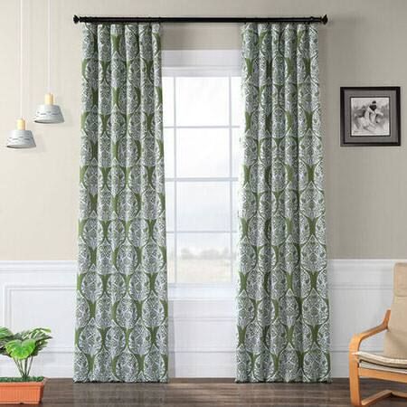 Woodcut Green Blackout Curtain – Fresh Panama Curtain Intended For Vertical Colorblock Panama Curtains (View 32 of 50)