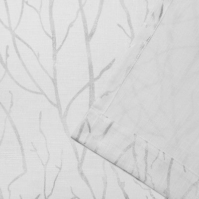 Woodland Printed Metallic Branch Textured Linen Sheer Pertaining To Oakdale Textured Linen Sheer Grommet Top Curtain Panel Pairs (View 13 of 41)