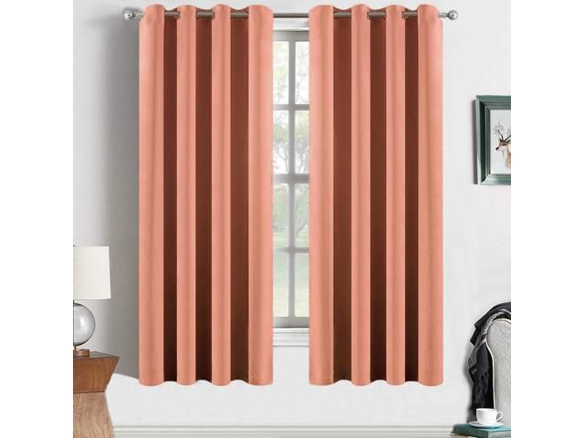 Yakamok Coral Orange Room Darkening Blackout Curtains Thermal Insulated  Drapes Solid Grommet Top Window Curtain Panels For Girls' Bedroom, 2 Tie  Backs Within Solid Grommet Top Curtain Panel Pairs (Photo 12 of 35)