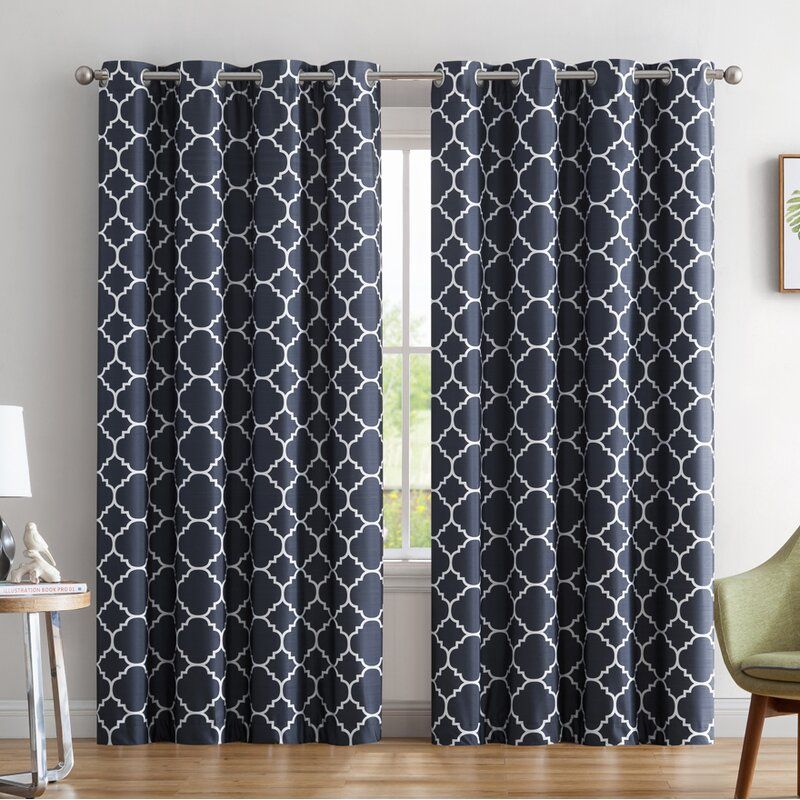 Yeates Moroccan Geometric Max Blackout Thermal Grommet Curtain Panels With Moroccan Style Thermal Insulated Blackout Curtain Panel Pairs (View 5 of 50)