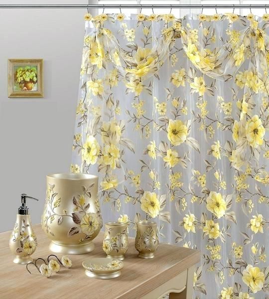 Yellow Curtain 7 Piece Shower Hooks And Resin Browns Linens Pertaining To Copper Grove Speedwell Grommet Window Curtain Panels (View 36 of 50)