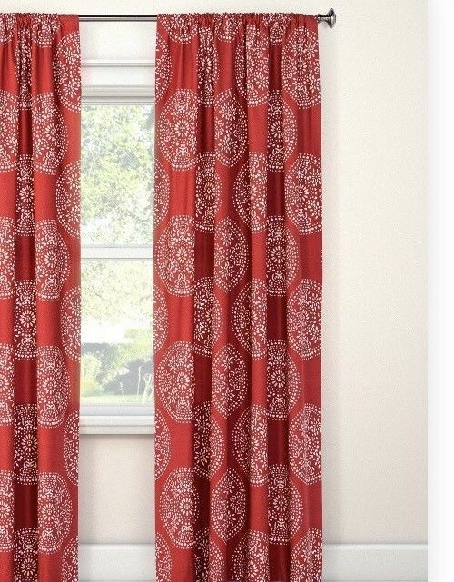 1 Threshold Window Curtain Panel Red And 18 Similar Items Inside Medallion Window Curtain Valances (Photo 33 of 48)